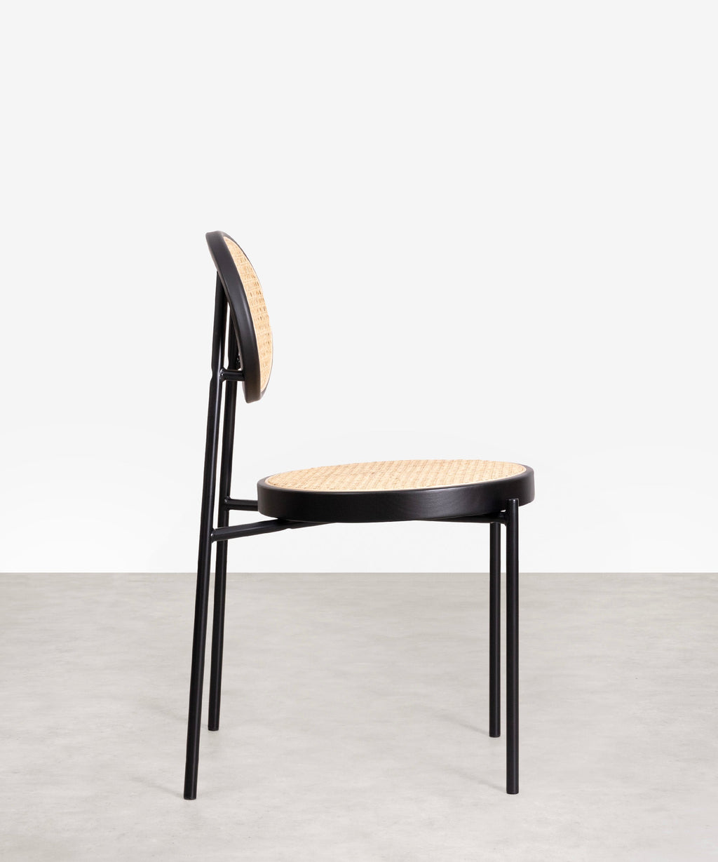 Chaise de salle à manger en rotin et métal Lora