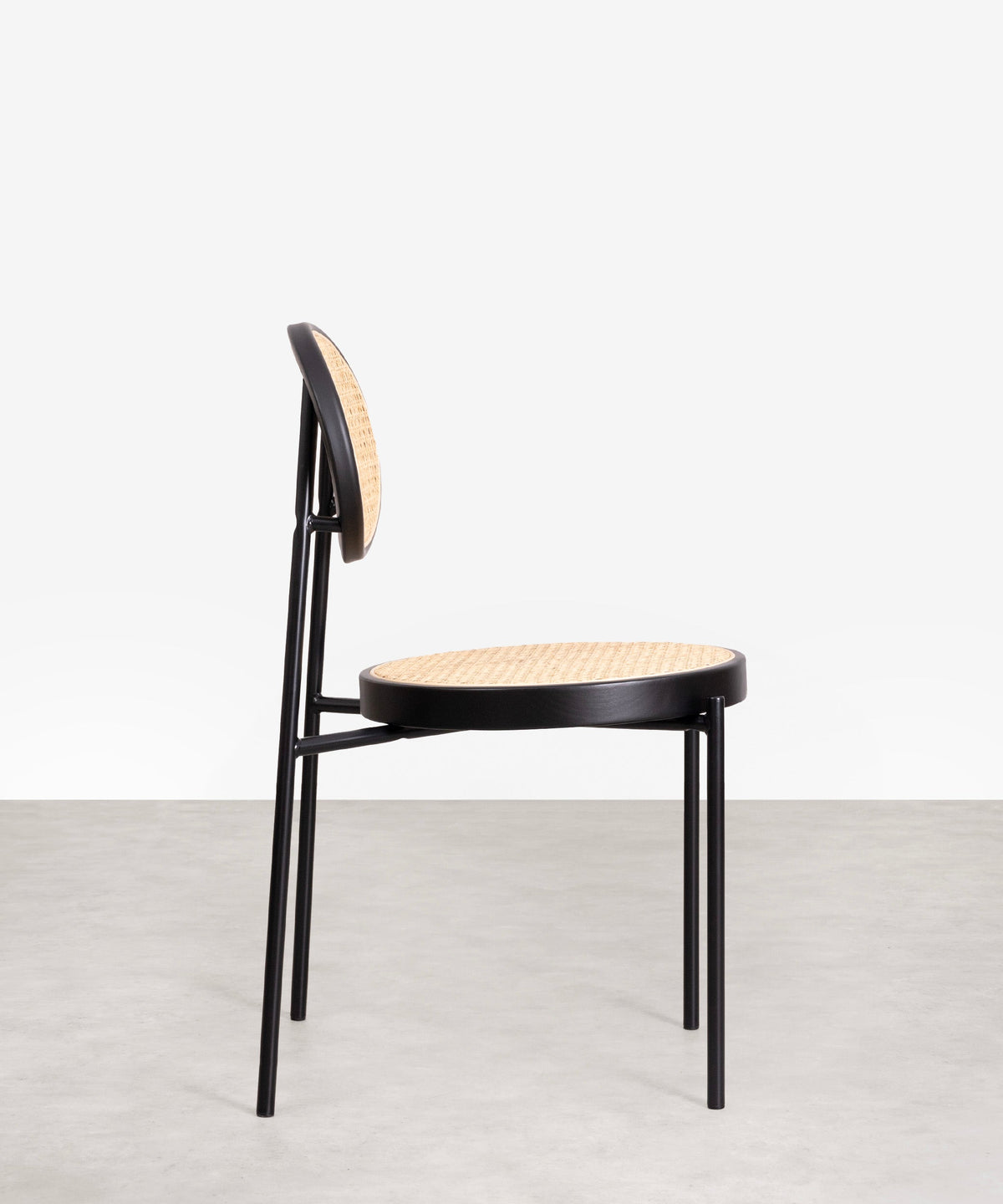 Chaise de salle à manger en rotin et métal Lora
