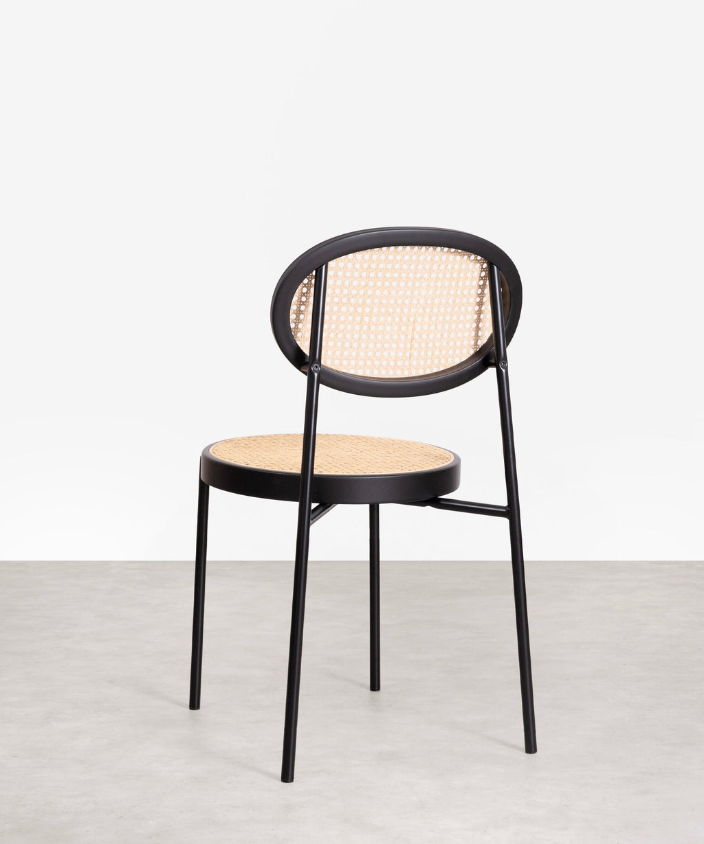 Chaise de salle à manger en rotin et métal Lora