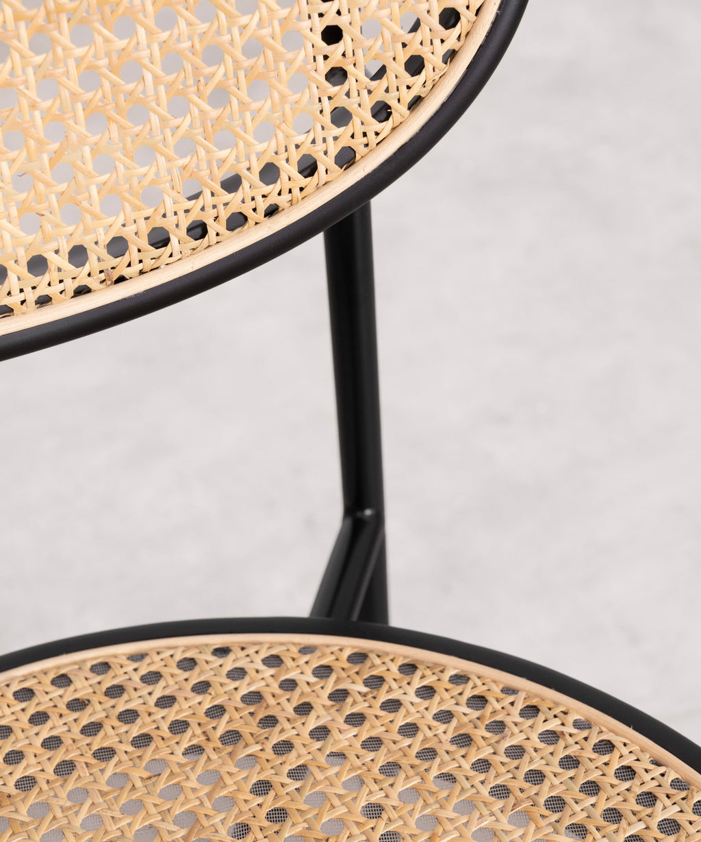 Chaise de salle à manger en rotin et métal Lora