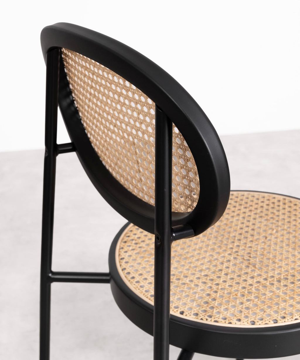 Chaise de salle à manger en rotin et métal Lora