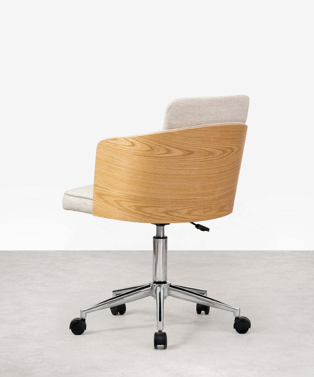 Chaise de bureau réglable en bois rembourrée Maddie