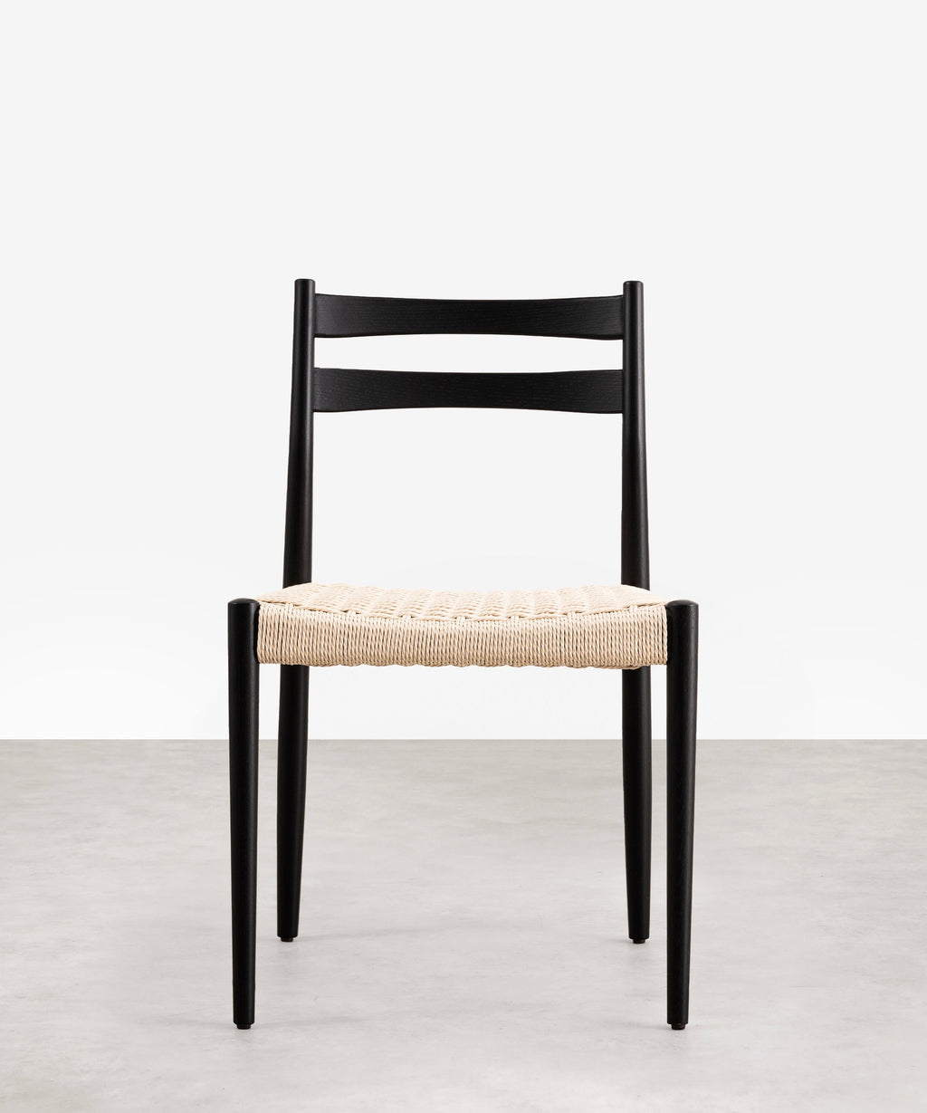 Chaise de salle à manger en bois et corde tressée Nona