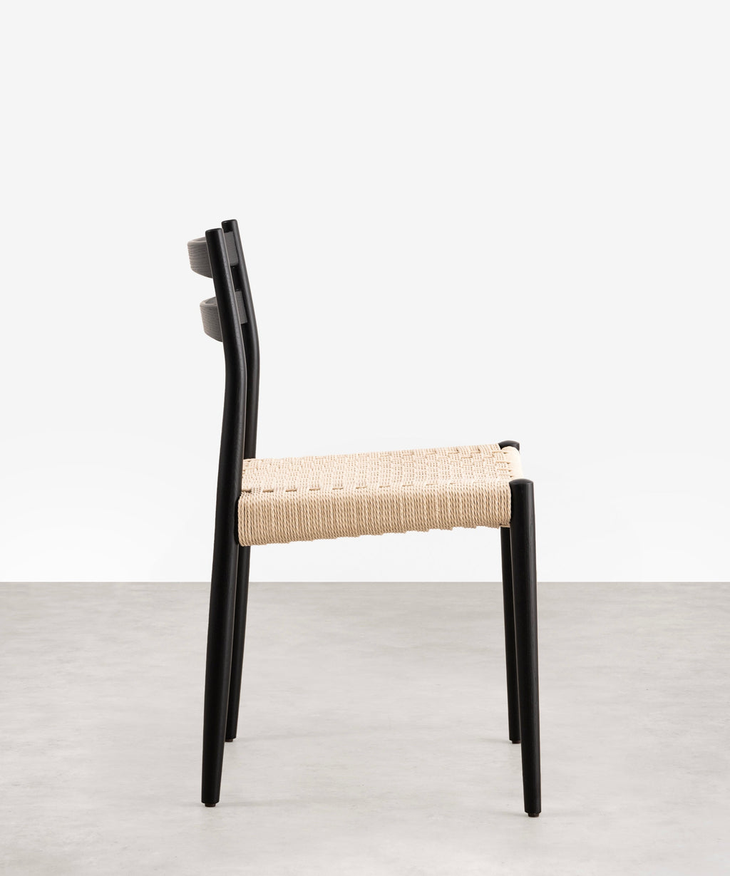 Chaise de salle à manger en bois et corde tressée Nona