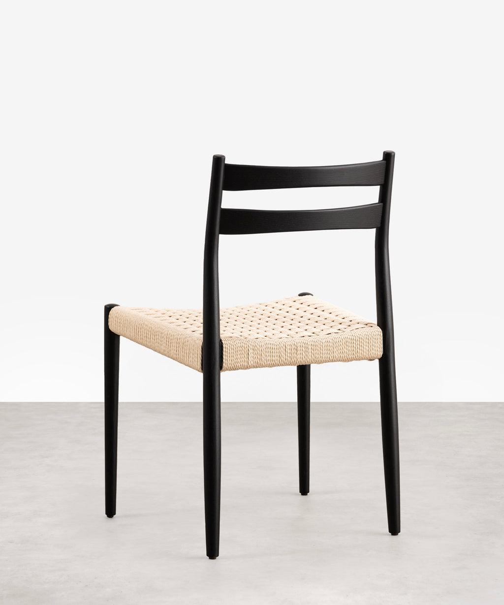 Chaise de salle à manger en bois et corde tressée Nona