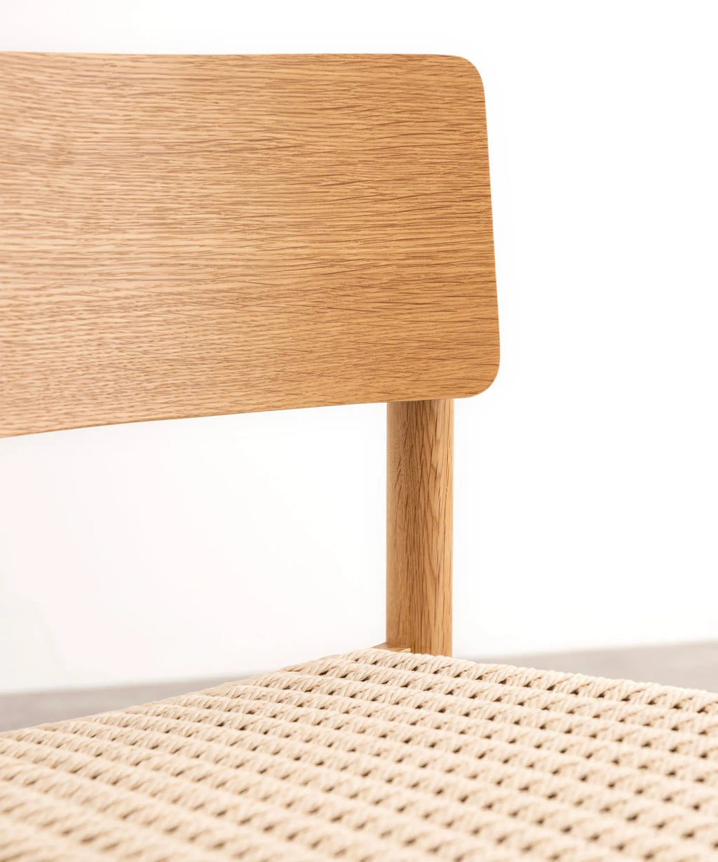 Chaise de salle à manger en bois et corde tressée Ares