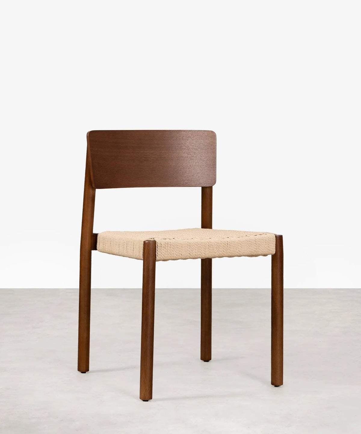 Chaise de salle à manger en bois et corde tressée Ares