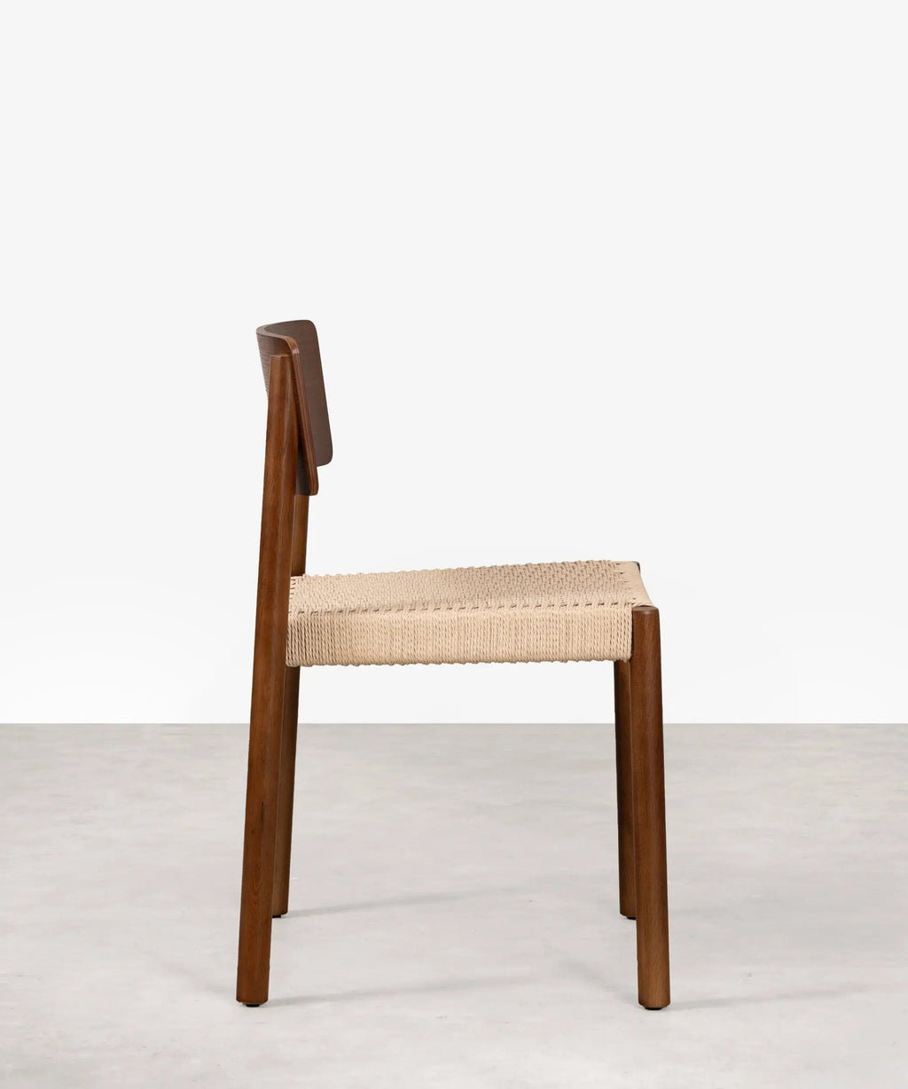Chaise de salle à manger en bois et corde tressée Ares