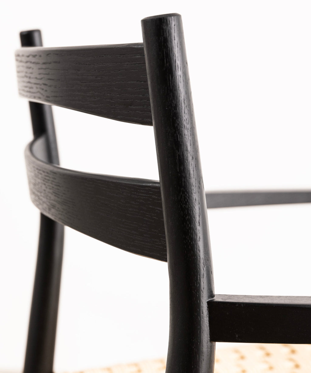 Chaise de salle à manger en bois et corde tressée Nona Arms