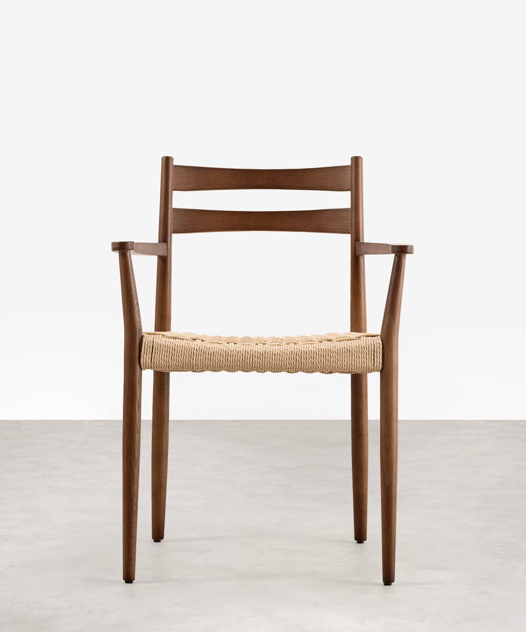 Chaise de salle à manger en bois et corde tressée Nona Arms