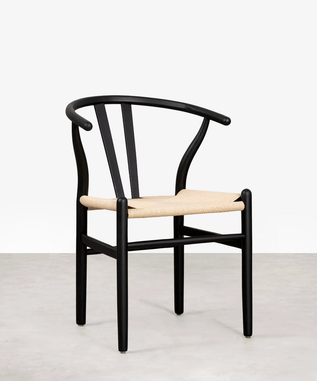 Chaise de salle à manger en bois et corde tressée Retro
