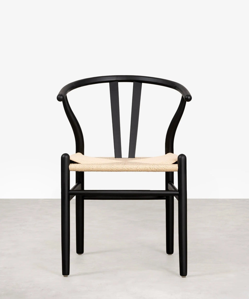 Chaise de salle à manger en bois et corde tressée Retro