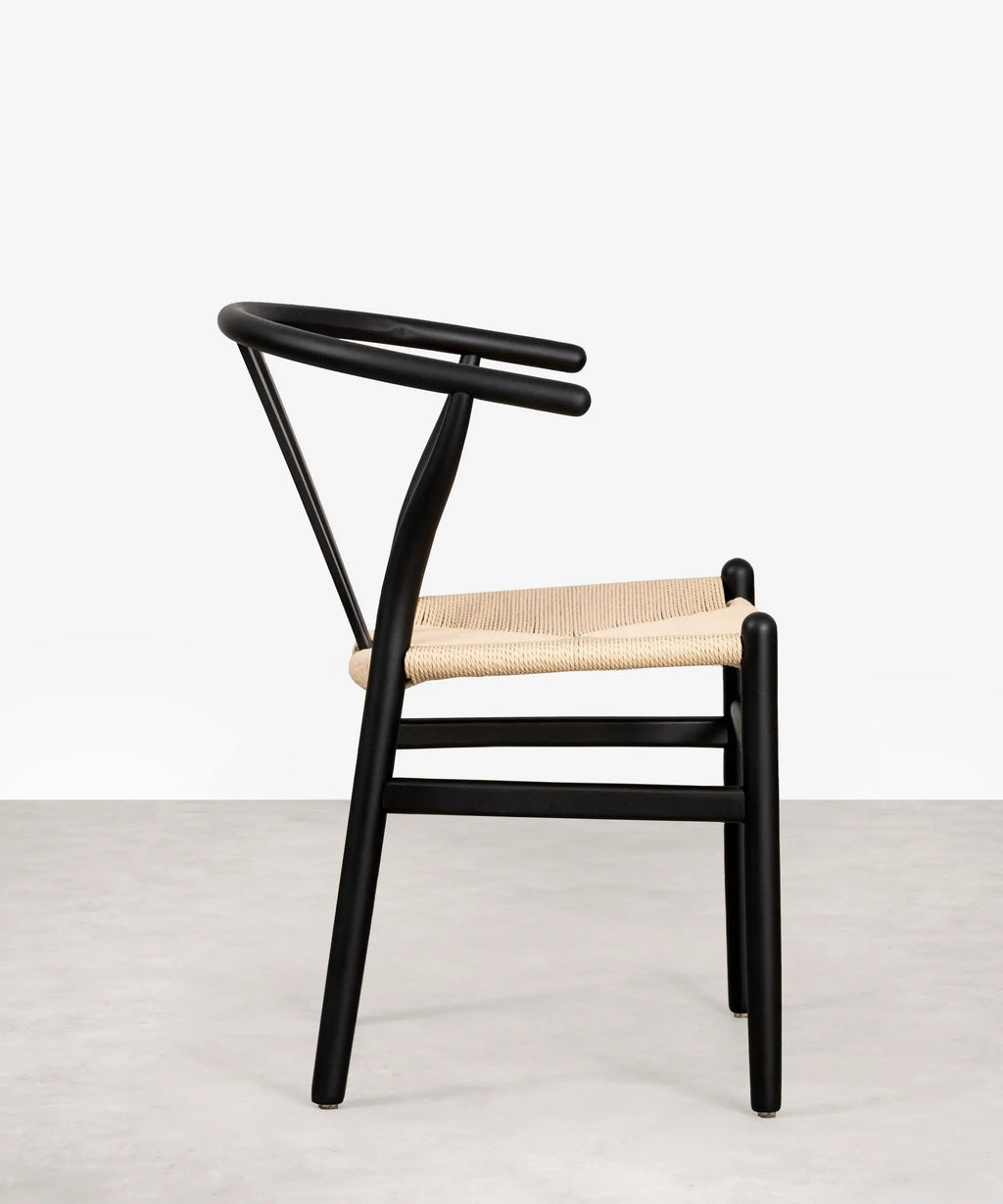 Chaise de salle à manger en bois et corde tressée Retro
