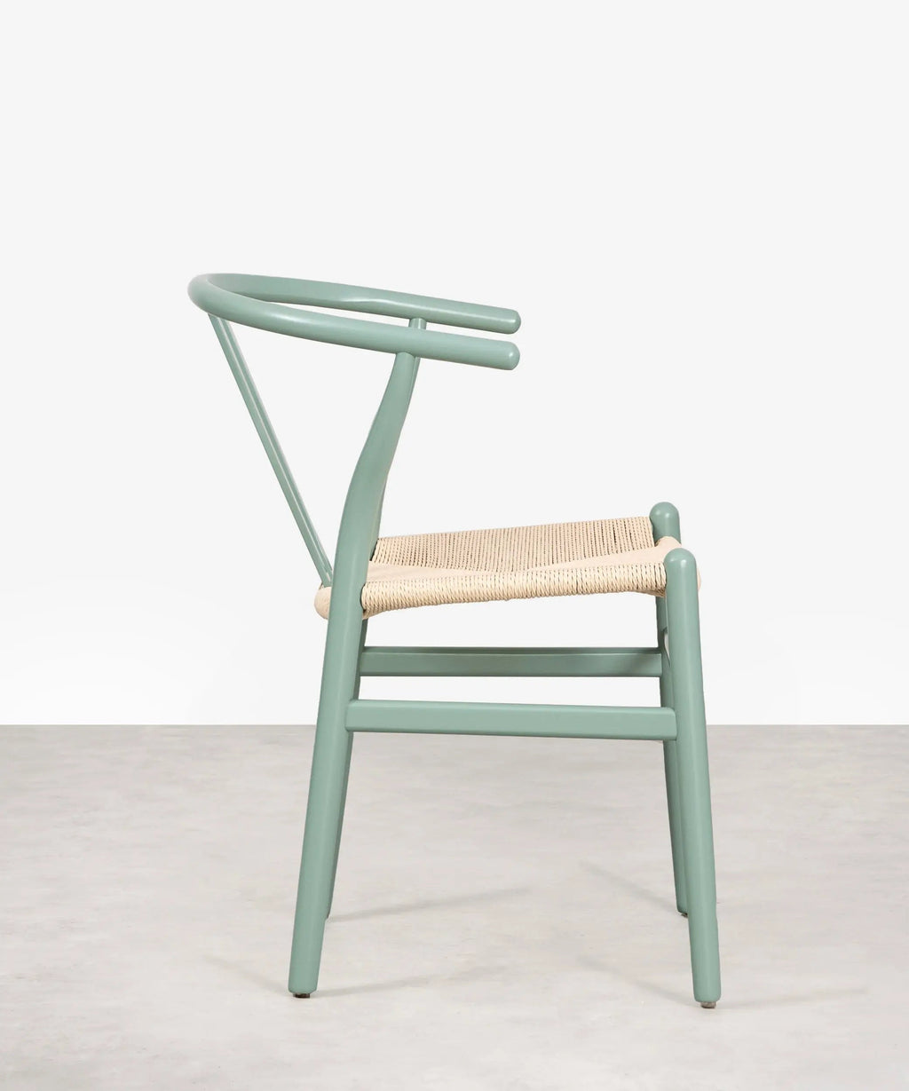 Chaise de salle à manger en bois et corde tressée Retro