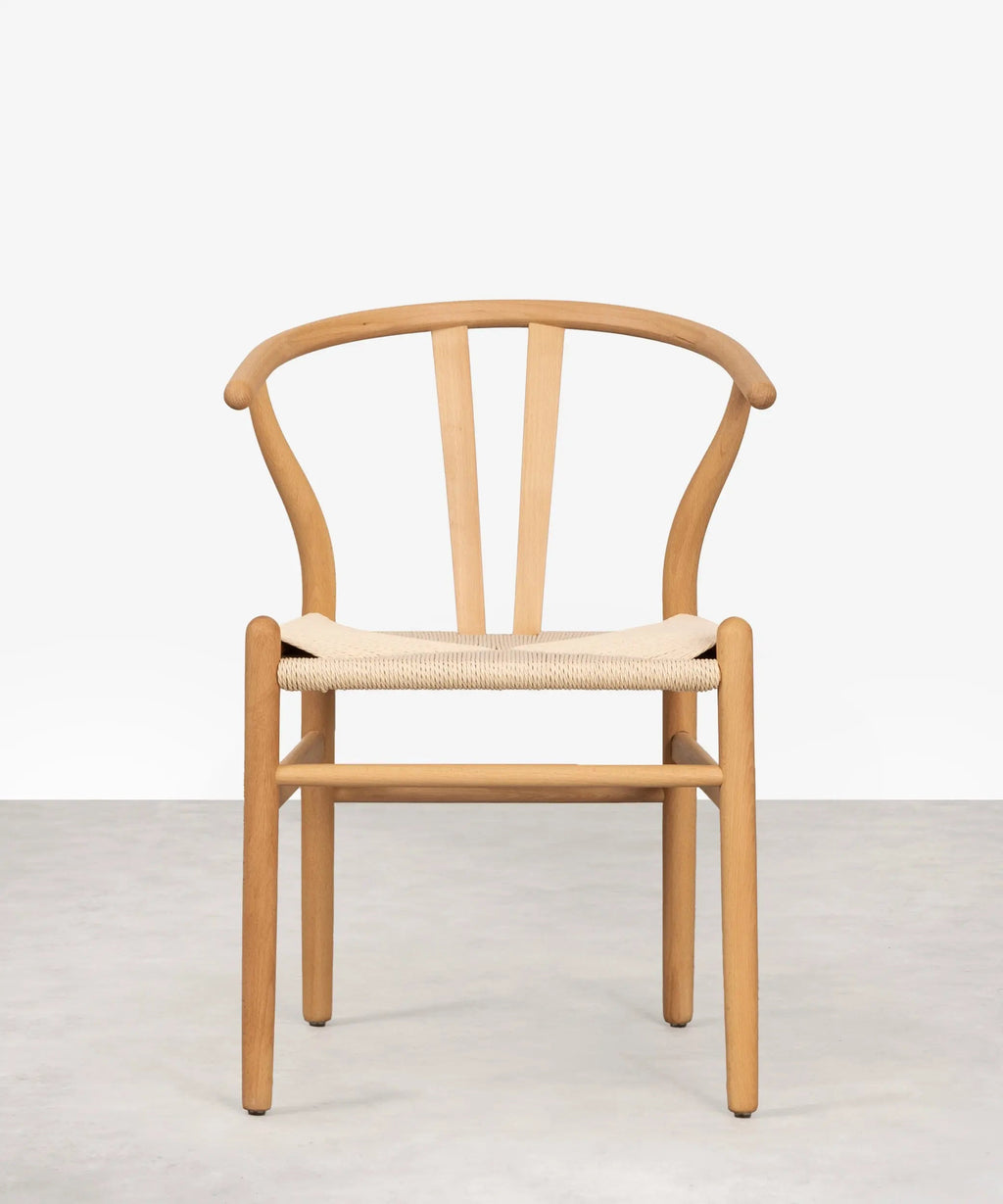 Chaise de salle à manger en bois et corde tressée Retro