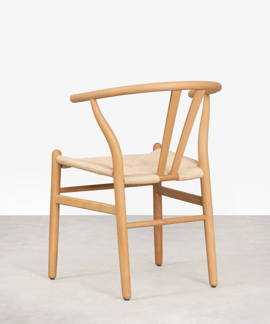 Chaise de salle à manger en bois et corde tressée Retro