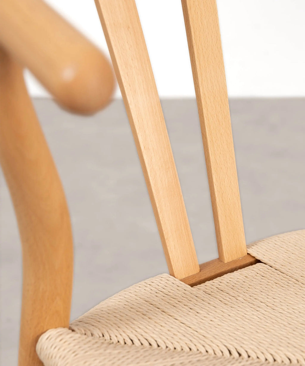 Chaise de salle à manger en bois et corde tressée Retro