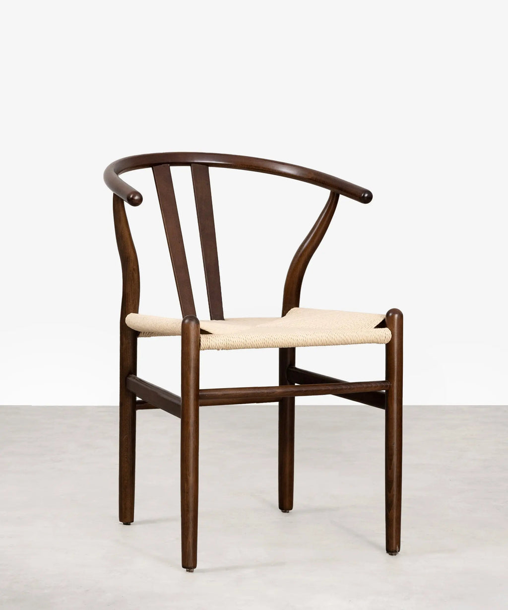Chaise de salle à manger en bois et corde tressée Retro