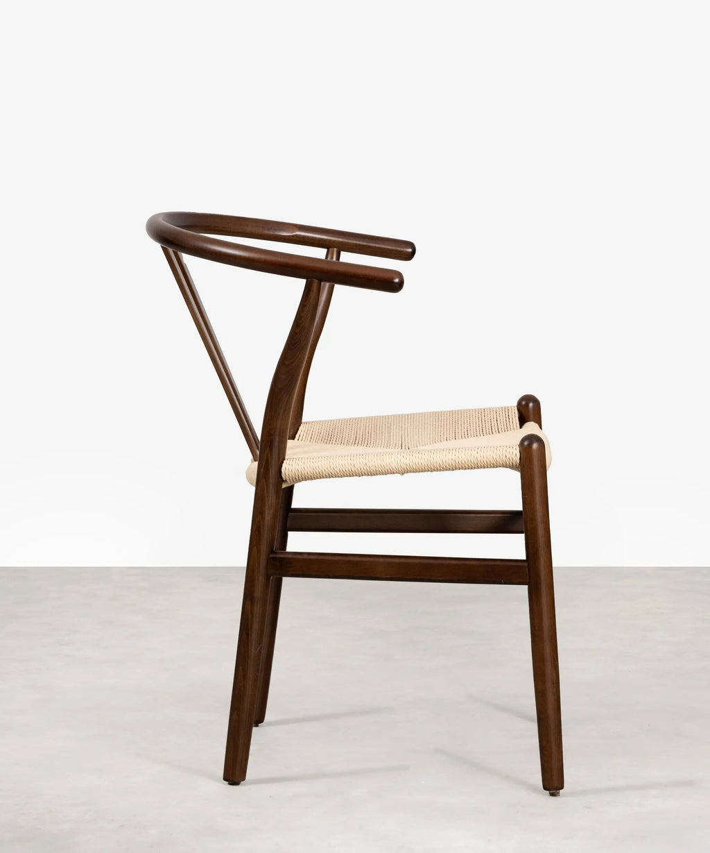 Chaise de salle à manger en bois et corde tressée Retro
