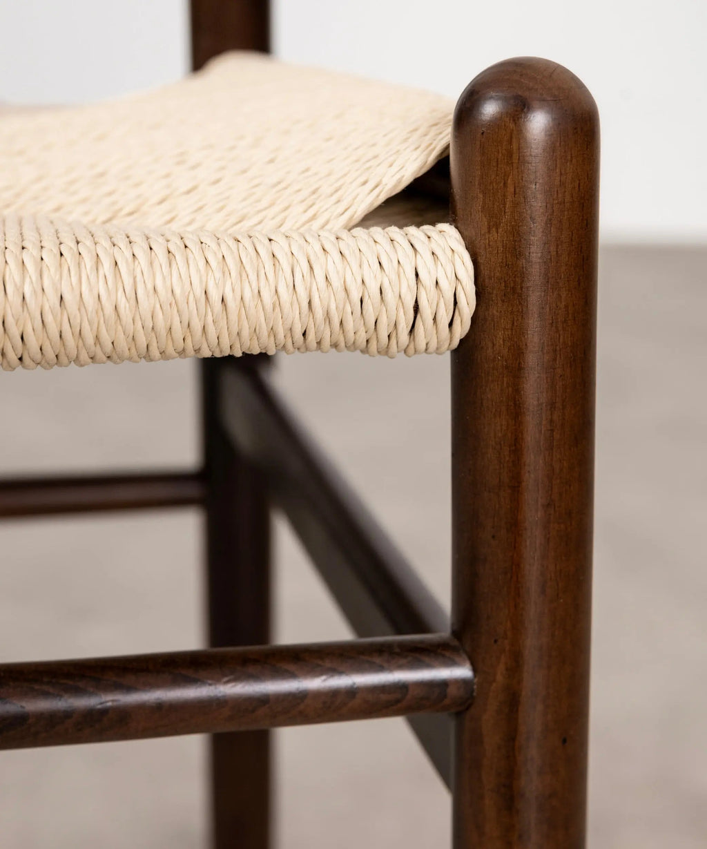 Chaise de salle à manger en bois et corde tressée Retro