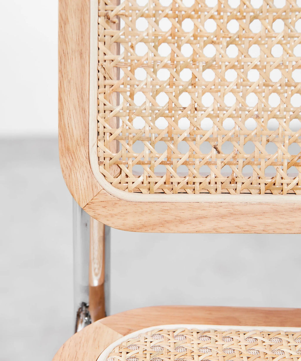 Chaise de salle à manger en bois, rotin et métal Candy New Edition