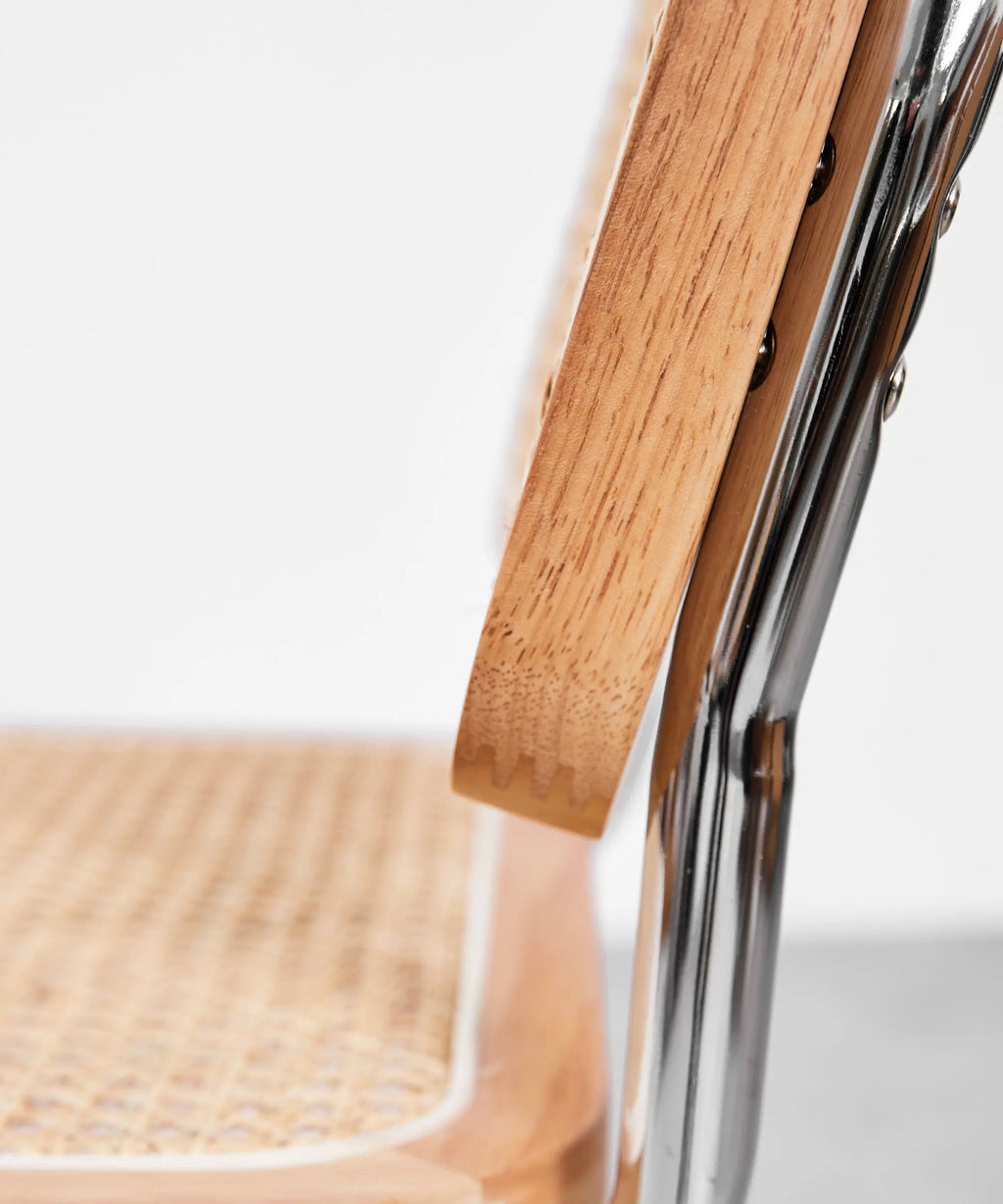 Chaise de salle à manger en bois, rotin et métal Candy New Edition