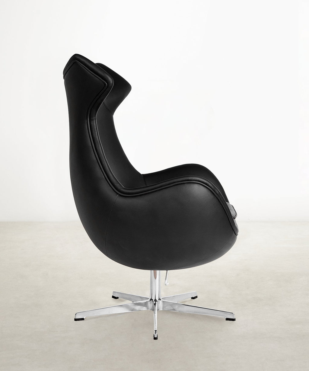 Fauteuil en similicuir et acier avec accoudoirs Monet