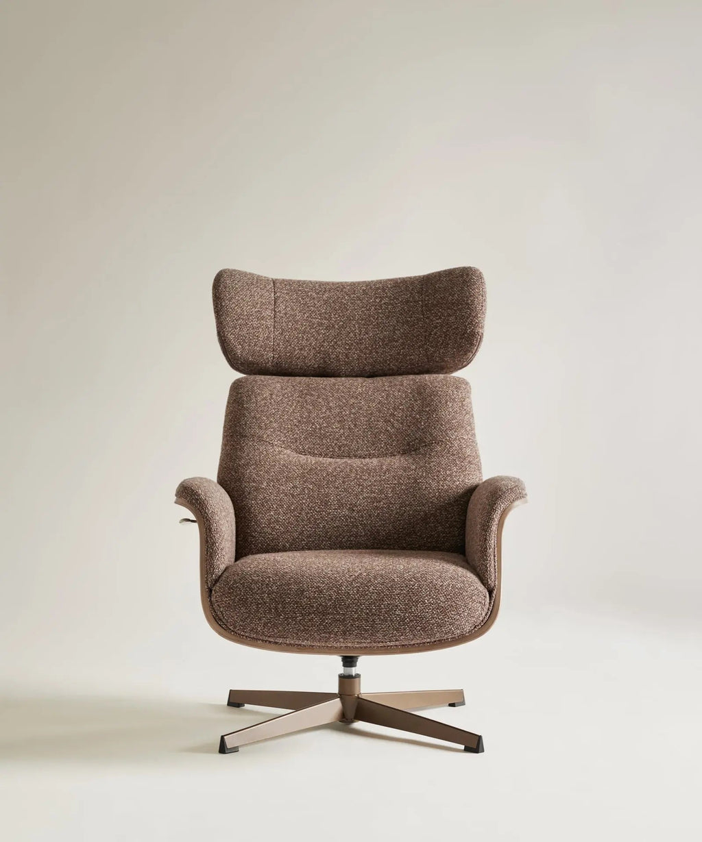 Fauteuil inclinable en bois et rembourré avec repose-pieds Osaka
