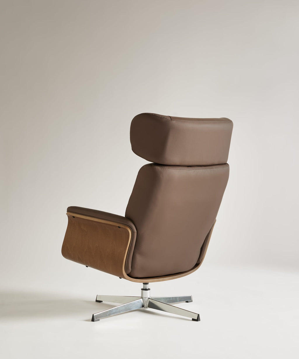Fauteuil inclinable en bois et rembourré avec repose-pieds Osaka