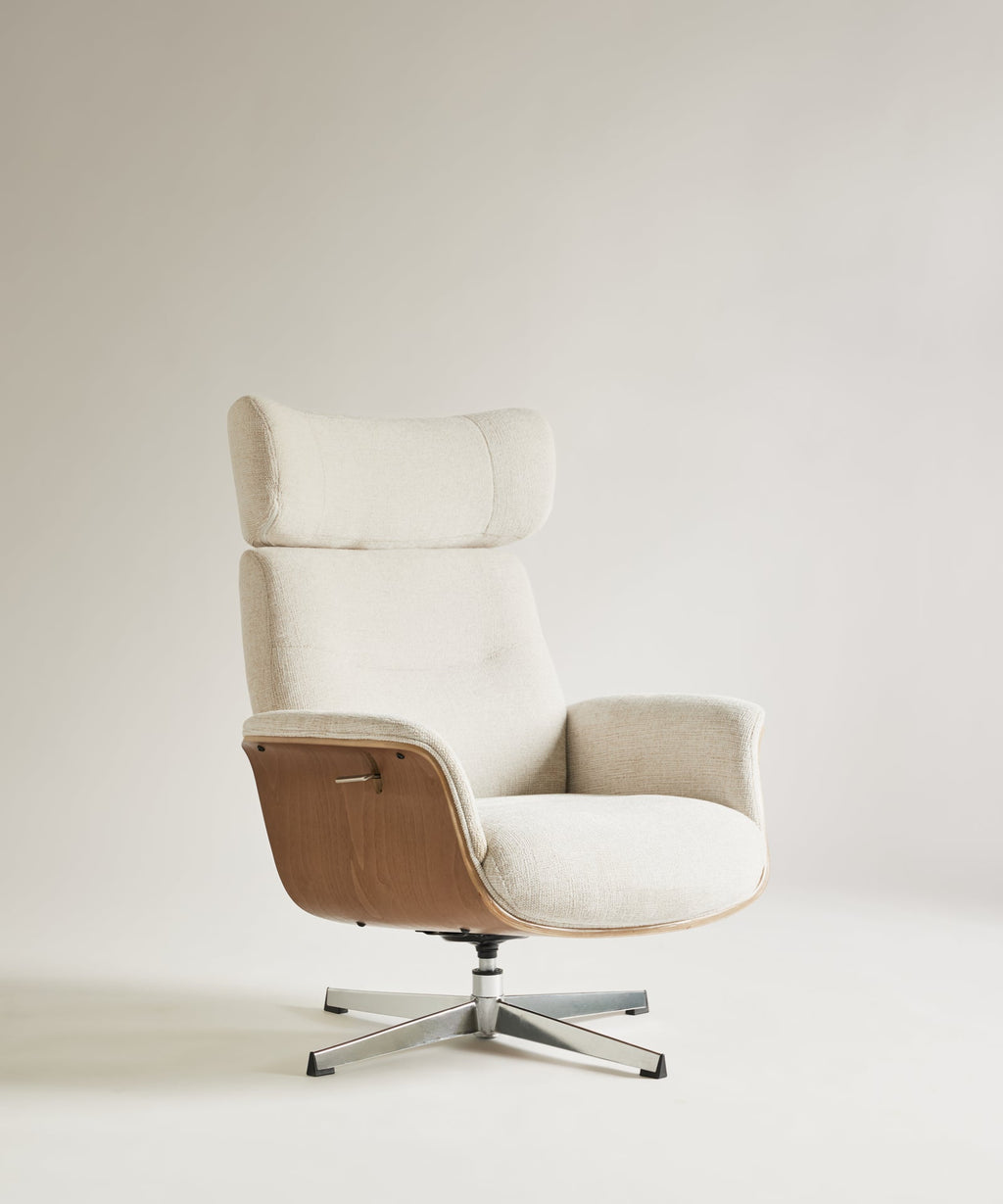 Fauteuil inclinable en bois et rembourré avec repose-pieds Osaka