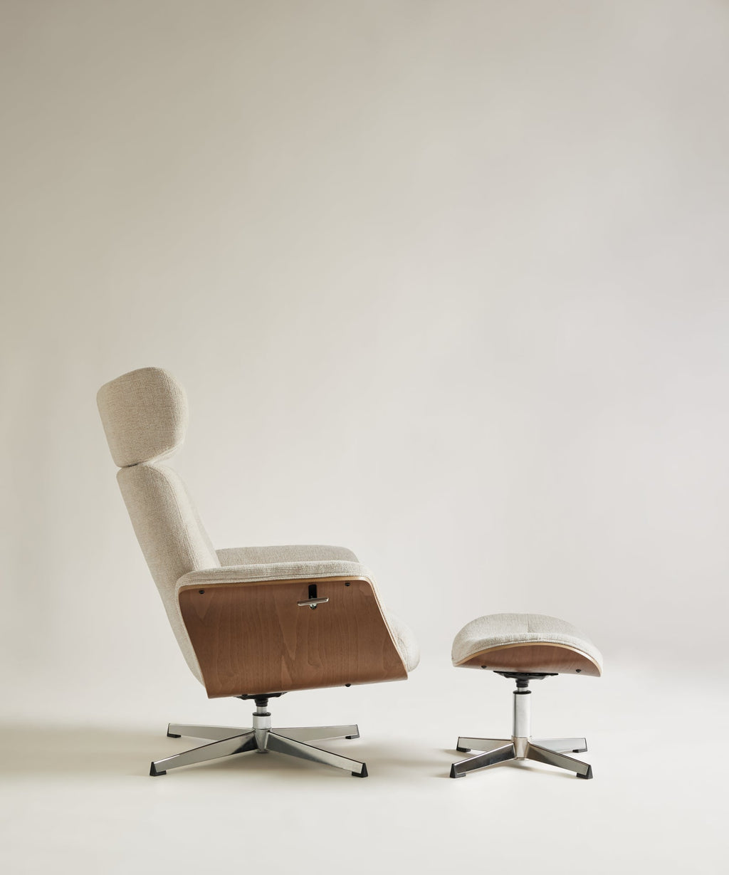 Fauteuil inclinable en bois et rembourré avec repose-pieds Osaka