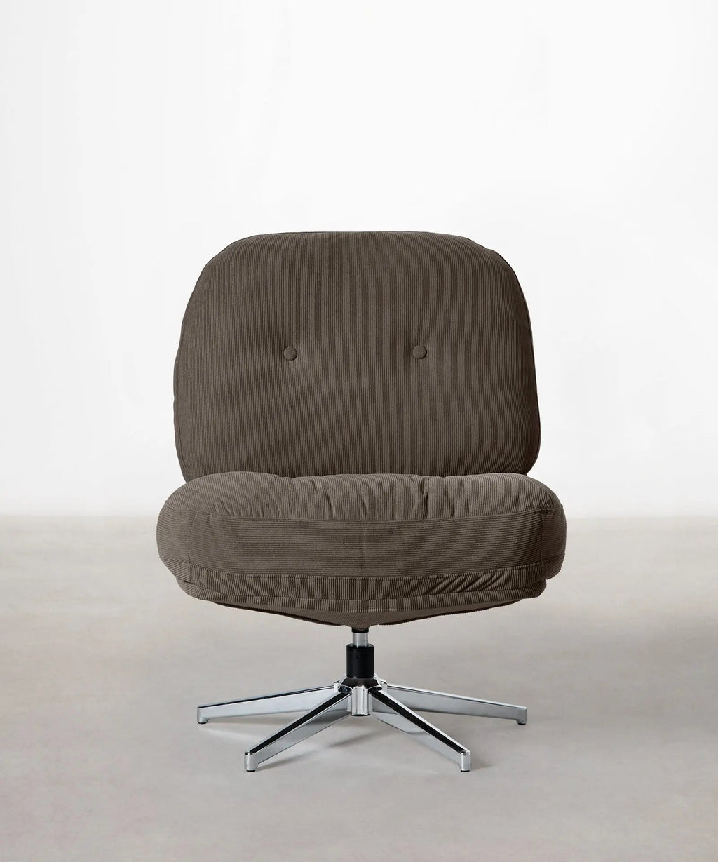 Fauteuil rotatif rembourré en velours côtelé Orbit