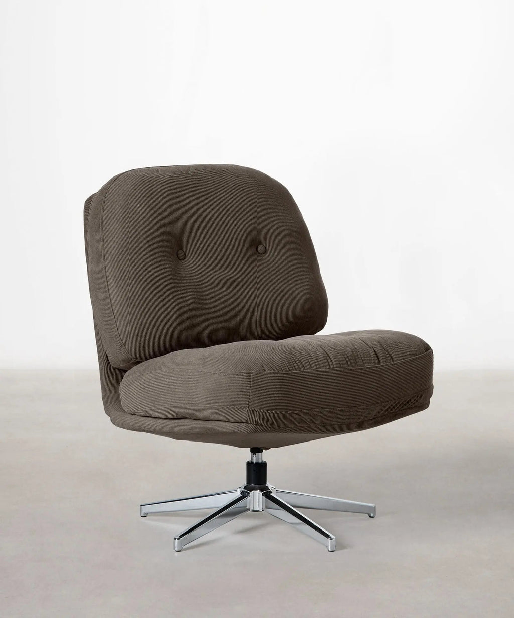 Fauteuil rotatif rembourré en velours côtelé Orbit