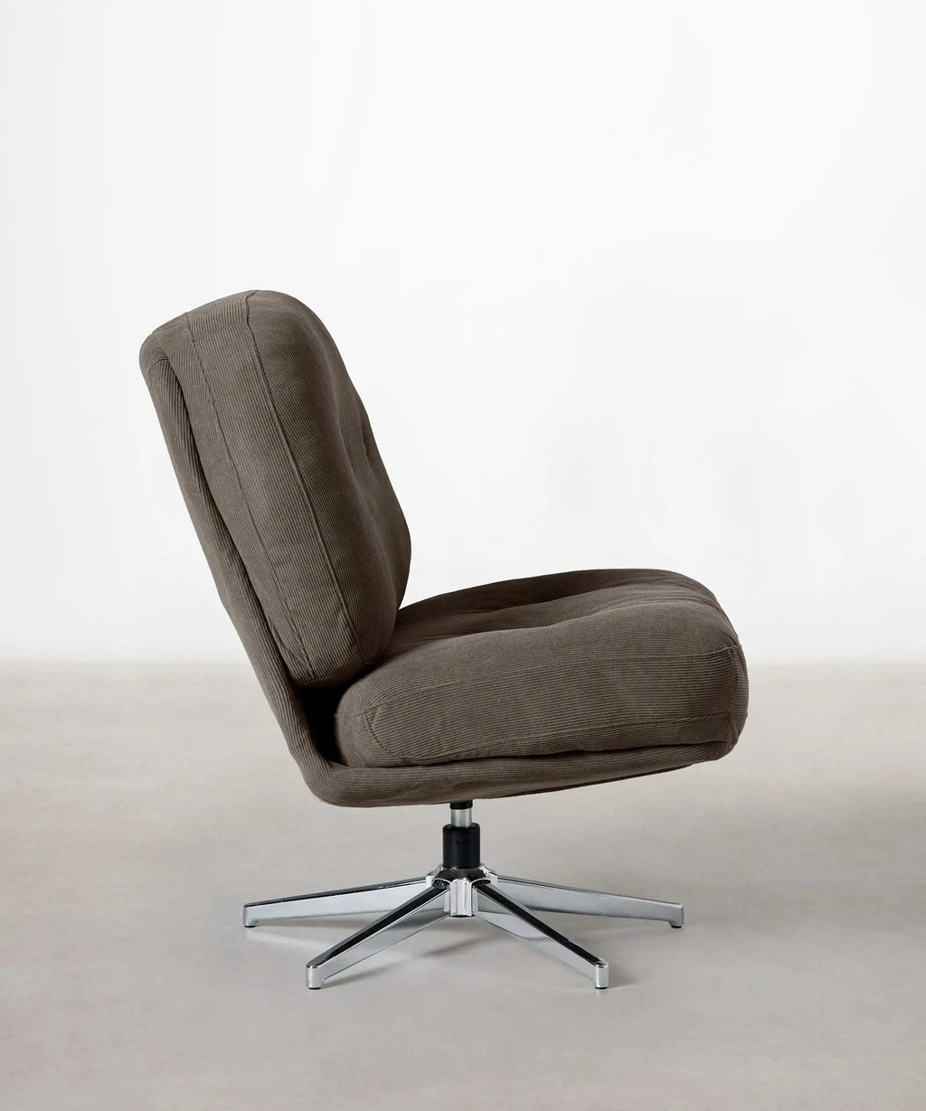 Fauteuil rotatif rembourré en velours côtelé Orbit