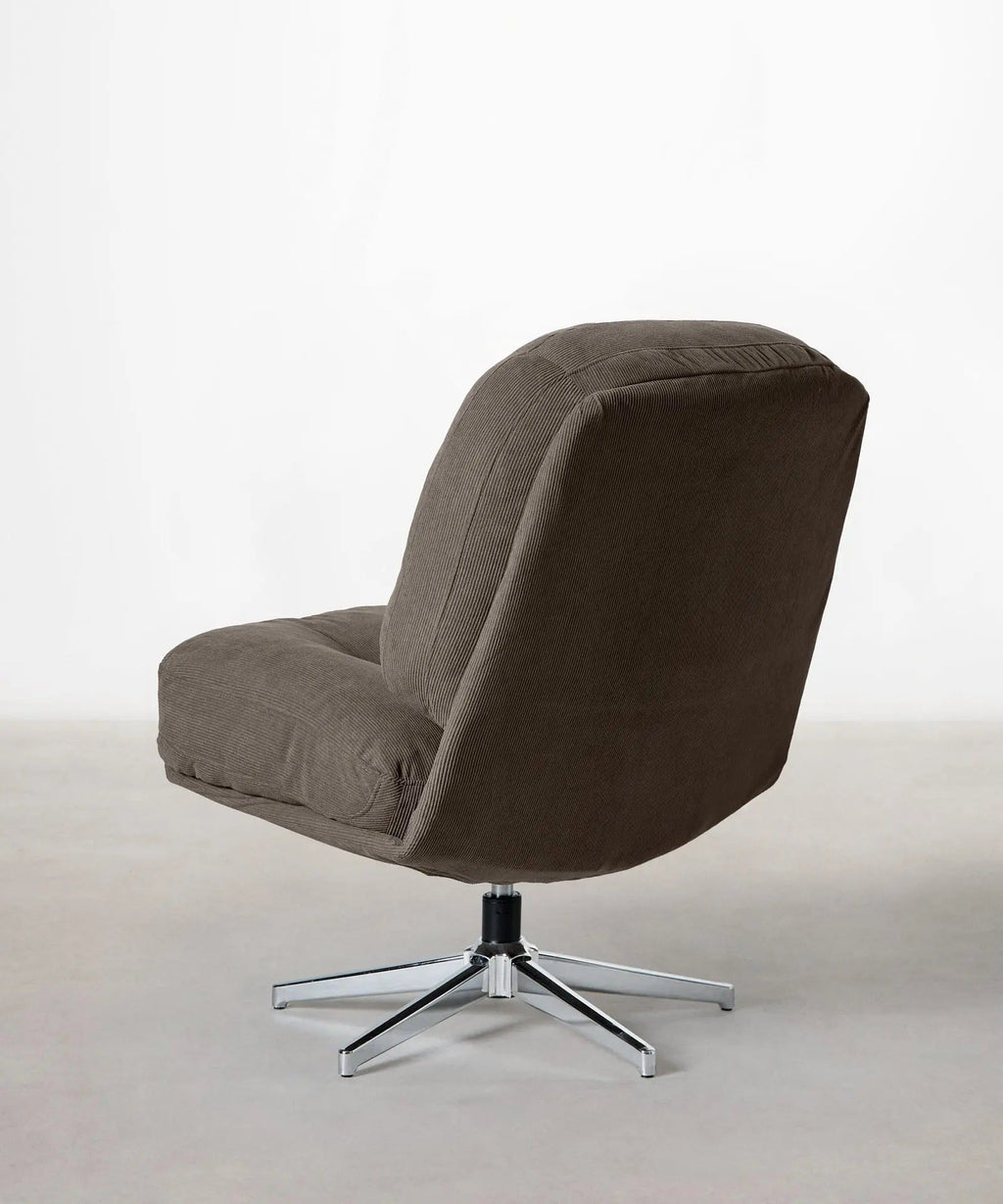 Fauteuil rotatif rembourré en velours côtelé Orbit