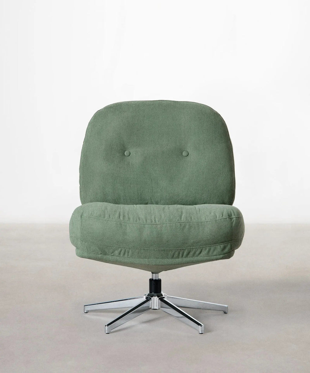 Fauteuil rotatif rembourré en velours côtelé Orbit