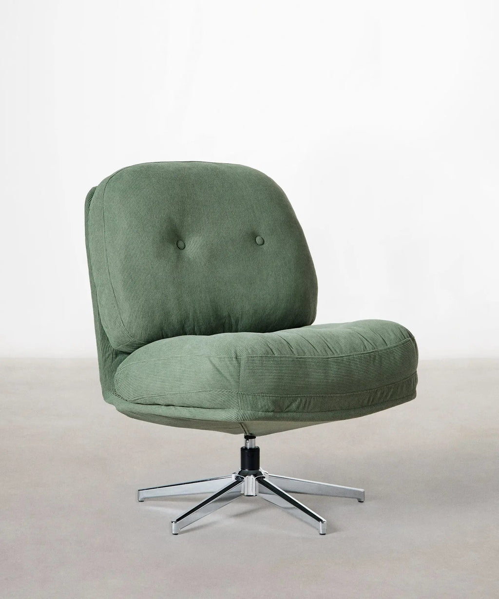 Fauteuil rotatif rembourré en velours côtelé Orbit