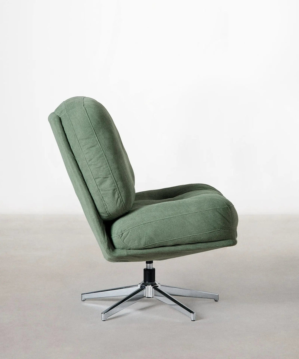 Fauteuil rotatif rembourré en velours côtelé Orbit