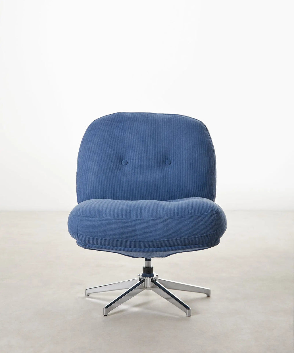 Fauteuil rotatif rembourré en velours côtelé Orbit