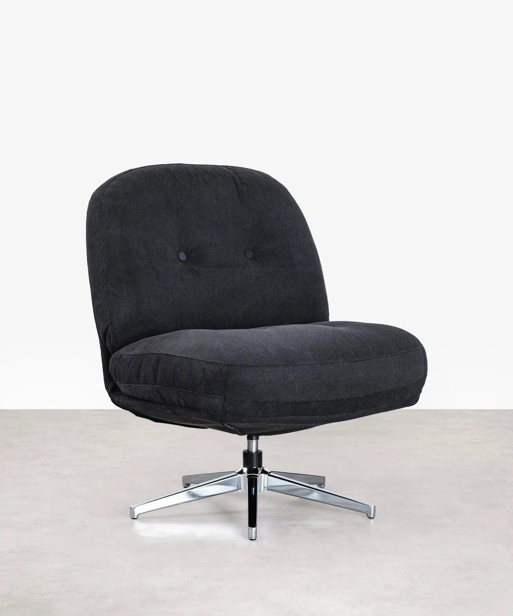 Fauteuil rotatif rembourré en velours côtelé Orbit