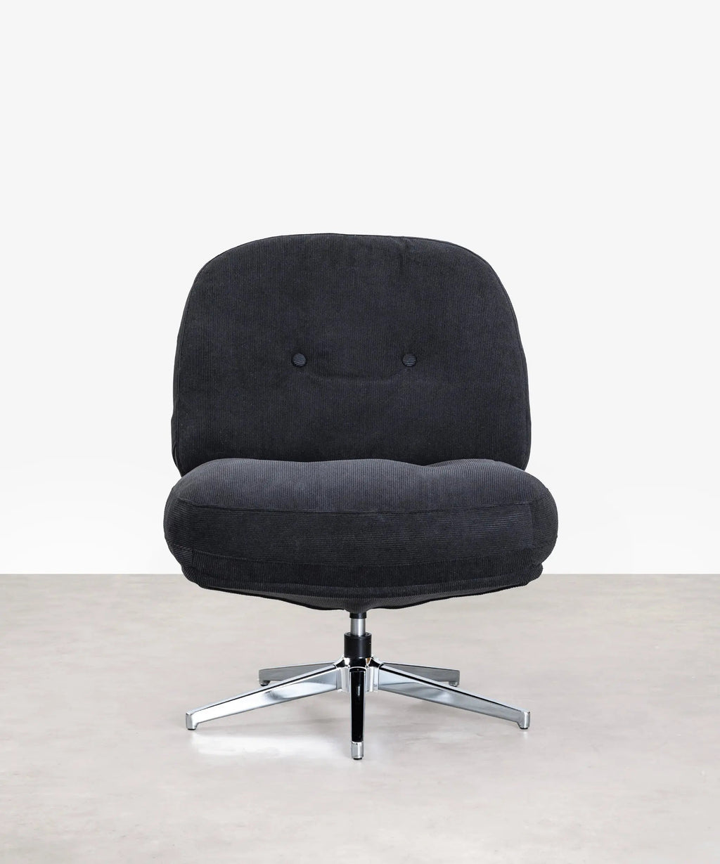 Fauteuil rotatif rembourré en velours côtelé Orbit