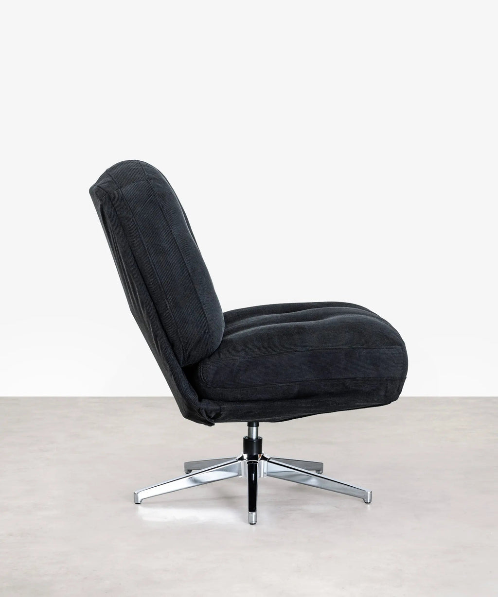 Fauteuil rotatif rembourré en velours côtelé Orbit