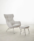 Fauteuil Revêtu de Tissu Bouclé avec Repose-Pieds Elska