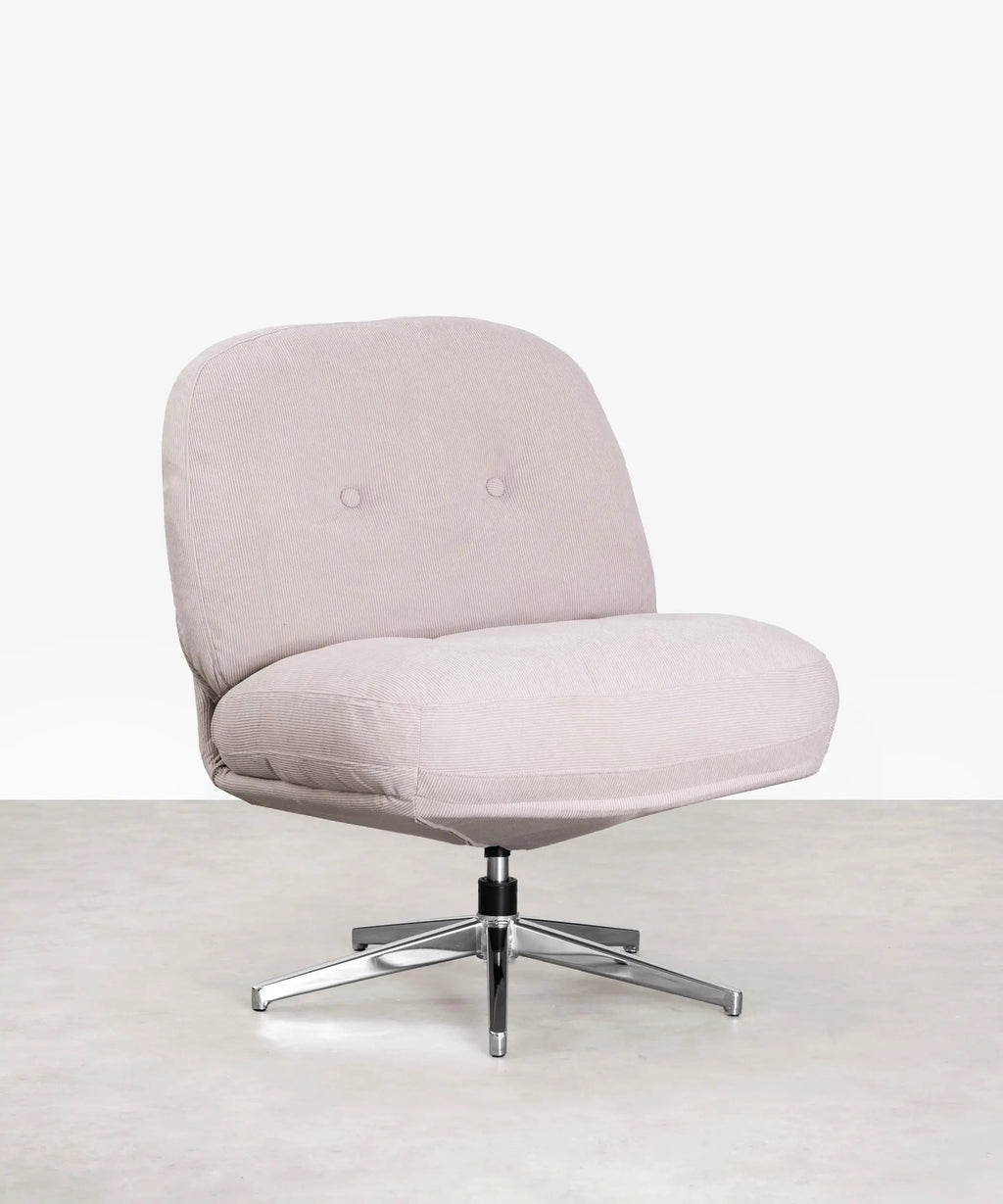 Fauteuil rotatif rembourré en velours côtelé Orbit