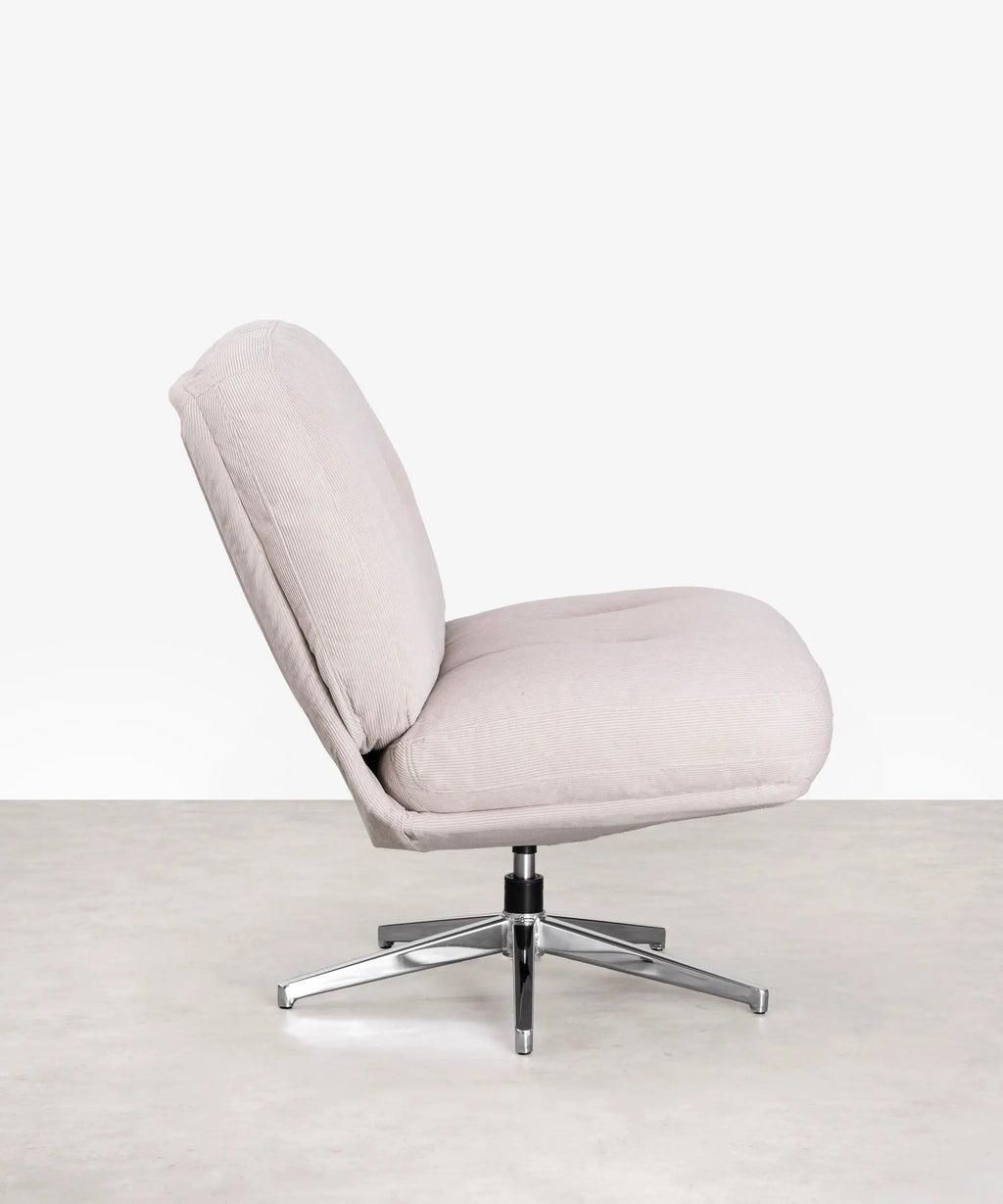 Fauteuil rotatif rembourré en velours côtelé Orbit