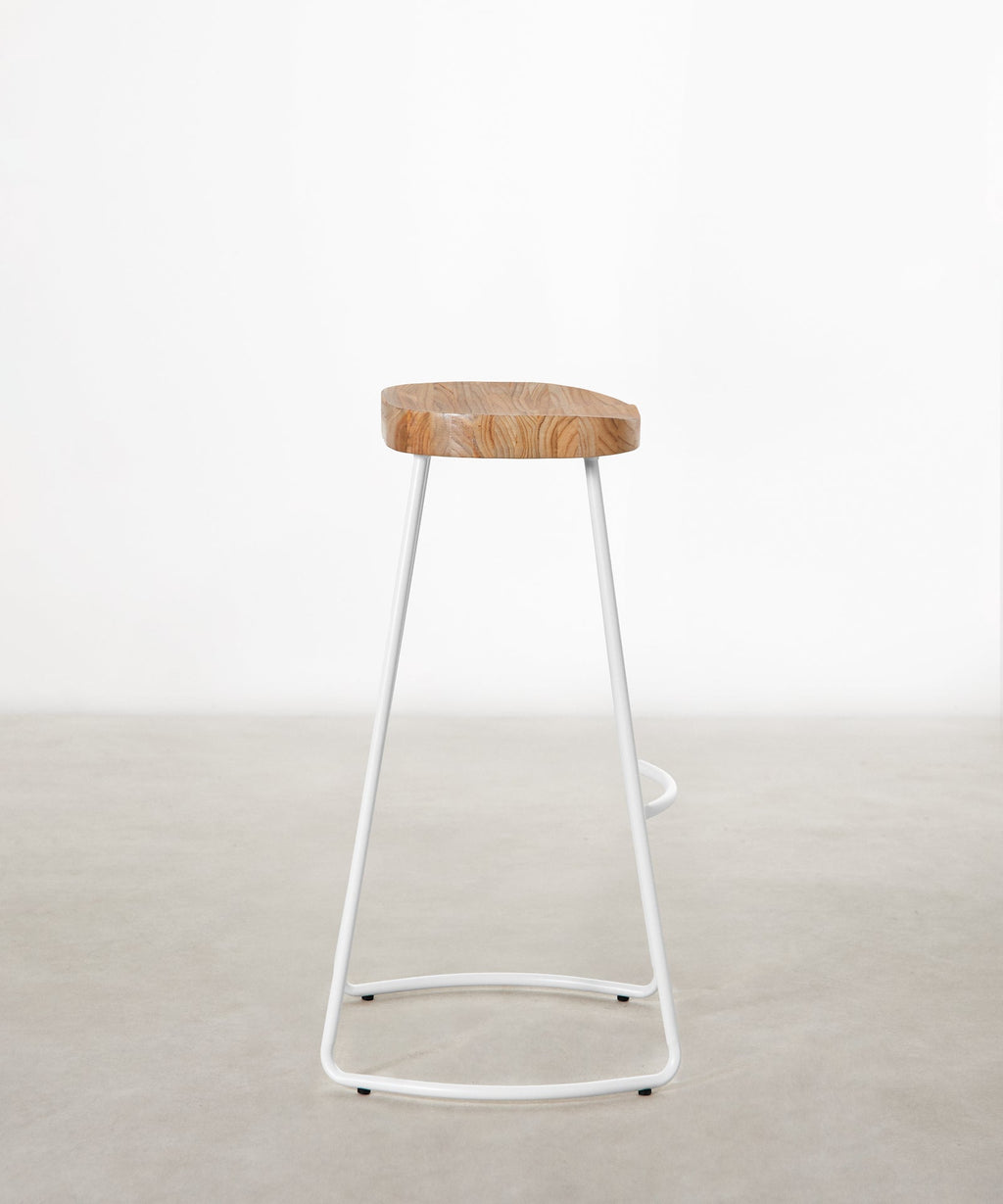 Tabouret haut réglable en acier et bois Mel