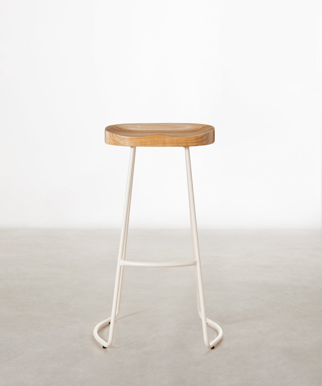 Tabouret haut réglable en acier et bois Mel