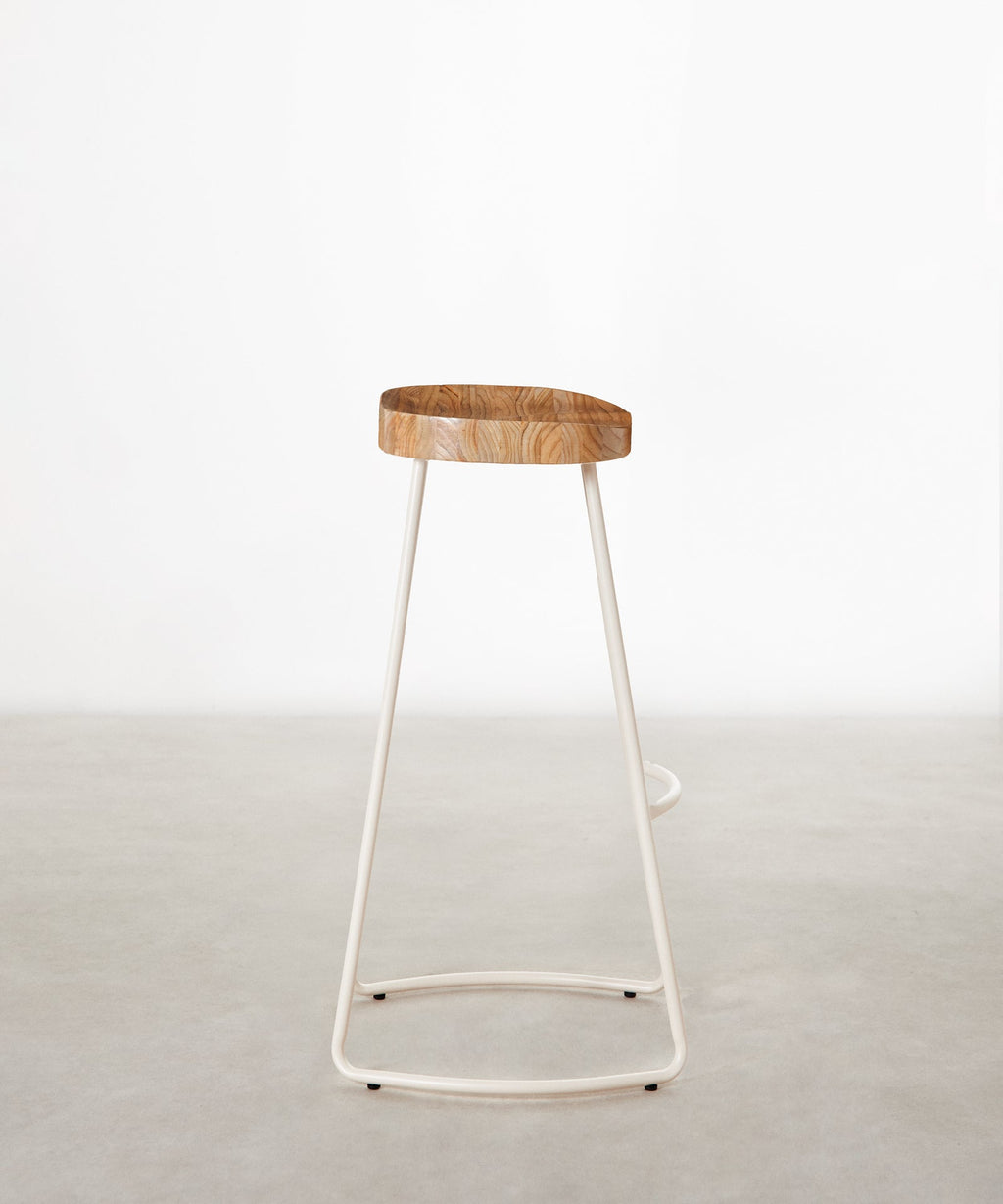 Tabouret haut réglable en acier et bois Mel
