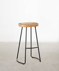 Tabouret haut réglable en acier et bois Mel