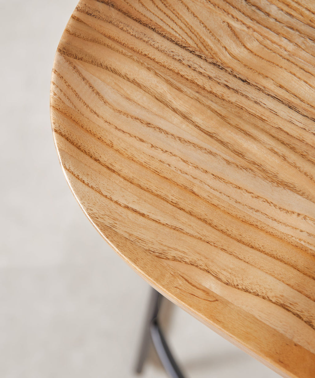 Tabouret haut réglable en acier et bois Mel